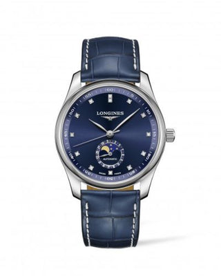 Longines - L2.909.4.97.0  Master Collection 40 Moonphase Stainless Steel / Blue-Diamond / Alligator