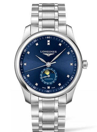 Longines - L2.909.4.97.6  Master Collection 40 Moonphase Stainless Steel / Blue-Diamond / Bracelet