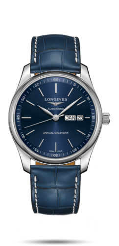 Longines - L2.910.4.92.0  Master Collection 40mm Annual Calendar Stainless Steel / Blue / Alligator