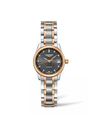 Longines - L2.128.5.07.7  Master Collection Date 25.5 Stainless Steel - Pink Gold / Grey / Bracelet