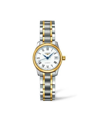 Longines - L2.128.5.11.7  Master Collection Date 25.5 Stainless Steel - Yellow Gold / White - Roman / Bracelet