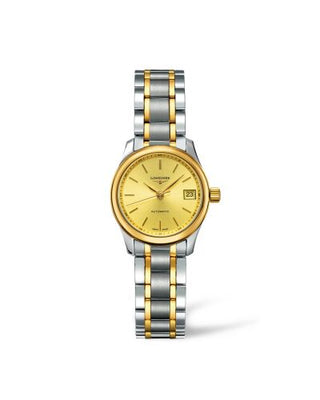 Longines - L2.128.5.32.7  Master Collection Date 25.5 Stainless Steel - Yellow Gold / Champagne / Bracelet