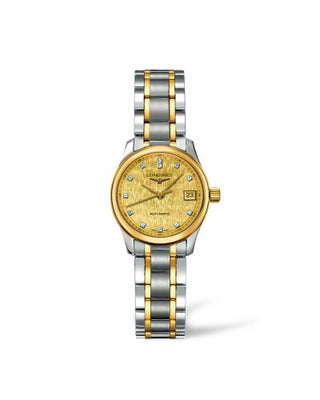 Longines - L2.128.5.38.7  Master Collection Date 25.5 Stainless Steel - Yellow Gold / Champagne Linen / Bracelet