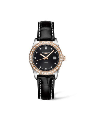 Longines - L2.285.5.57.3  Conquest Classic Automatic 29.5 Stainless Steel / Red Gold / Diamond / Black / Strap