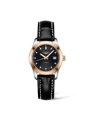 Longines - L2.285.5.58.3  Conquest Classic Automatic 29.5 Stainless Steel / Red Gold / Black / Strap