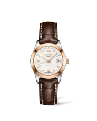 Longines - L2.285.5.76.3  Conquest Classic Automatic 29.5 Stainless Steel / Red Gold / White / Strap