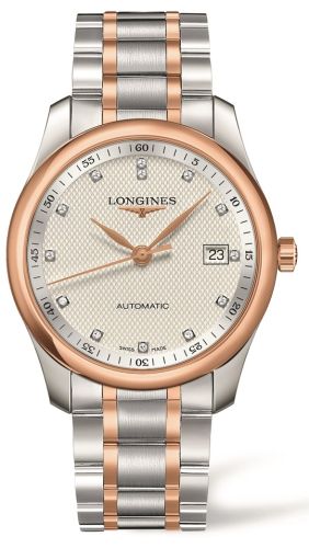 Longines - L2.793.5.77.7  Master Collection 40 Date Stainless Steel / Pink Gold / Silver-Diamond / Bracelet