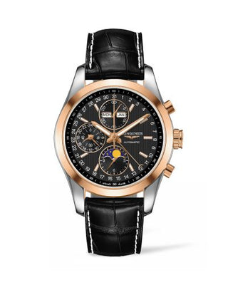 Longines - L2.798.5.52.3  Conquest Classic Moonphase Stainless Steel - Red Gold / Black