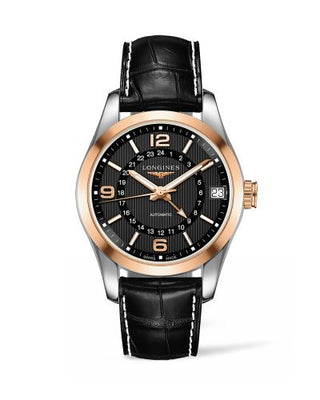 Longines - L2.799.5.56.3  Conquest Classic 42 GMT Stainless Steel - Red Gold / Black