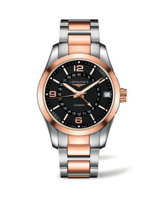 Longines - L2.799.5.56.7  Conquest Classic 42 GMT Stainless Steel - Red Gold / Black / Bracelet