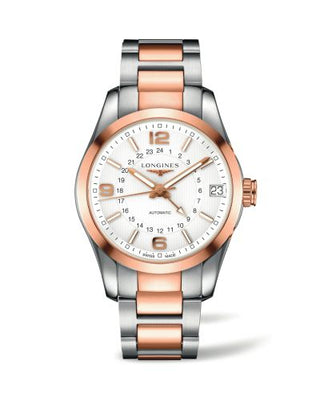 Longines - L2.799.5.76.7  Conquest Classic 42 GMT Stainless Steel - Red Gold / Silver / Bracelet