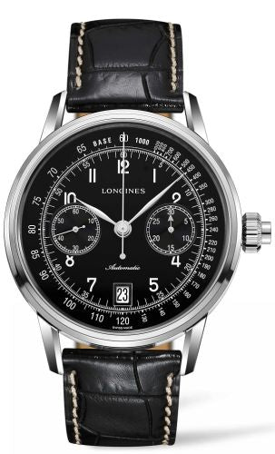 Longines - L2.800.4.53.0  Heritage Column Wheel Single Push Piece Chronograph Black