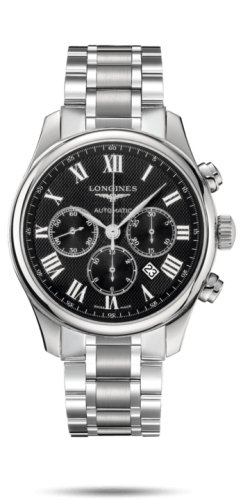 Longines - L2.859.4.51.6  Master Collection 44 Chronograph Stainless Steel / Black-Roman / Bracelet