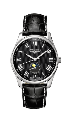 Longines - L2.919.4.51.7  Master Collection 42 Moonphase Stainless Steel / Black-Roman / Alligator