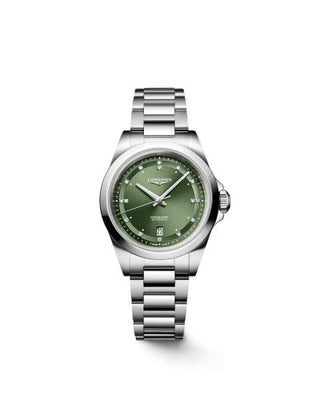 Longines - L3.320.4.07.6  Conquest 30 Stainless Steel / Green - Diamond / Bracelet