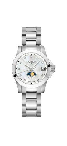 Longines - L3.380.4.87.6  Conquest 29.5 Quartz Moonphase Stainless Steel / MOP / Bracelet