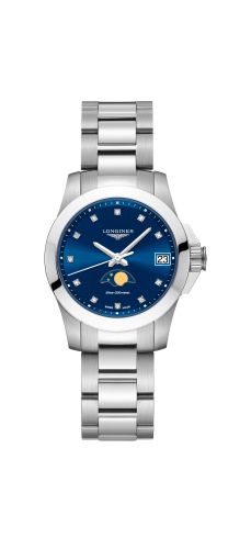 Longines - L3.380.4.97.6  Conquest 29.5 Quartz Moonphase Stainless Steel / Blue / Bracelet