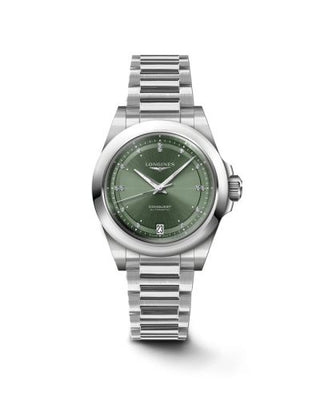 Longines - L3.430.4.07.6  Conquest 34 Stainless Steel / Green - Diamond / Bracelet