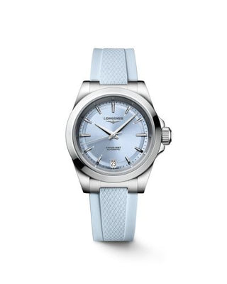 Longines - L3.430.4.92.9  Conquest 34 Stainless Steel / Ice Blue  / Rubber