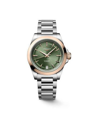 Longines - L3.430.5.02.6  Conquest 34 Stainless Steel - Pink Gold / Green / Bracelet