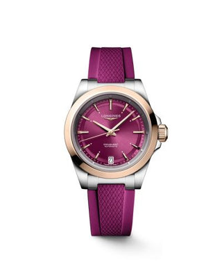 Longines - L3.430.5.98.9  Conquest 34 Stainless Steel - Pink Gold / Purple / Rubber