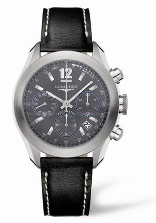 Longines - L3.635.4.06.2  GrandeVitesse Chronograph Grey Leather