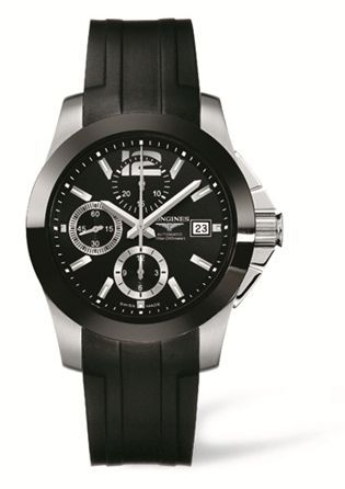 Longines - L3.661.4.56.2  Conquest Chronograph Ceramic Rubber