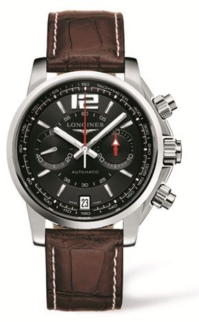 Longines - L3.666.4.56.3  Admiral Chronograph Black Brown Strap