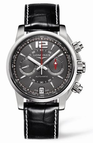 Longines - L3.666.4.79.2  Admiral Chronograph Grey Leather