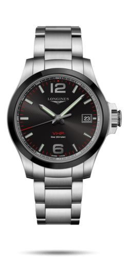 Longines - L3.719.4.56.6  Conquest V.H.P. 41 Stainless Steel / Ceramic / Black / Bracelet