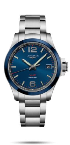 Longines - L3.719.4.96.6  Conquest V.H.P. 41 Stainless Steel / Ceramic / Blue / Bracelet