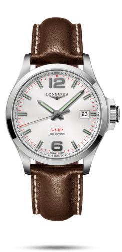 Longines - L3.726.4.76.4  Conquest V.H.P. 43 Stainless Steel / Silver / Leather