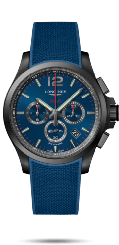 Longines - L3.727.2.96.9  Conquest V.H.P. Chronograph 44 PVD / Blue / Rubber