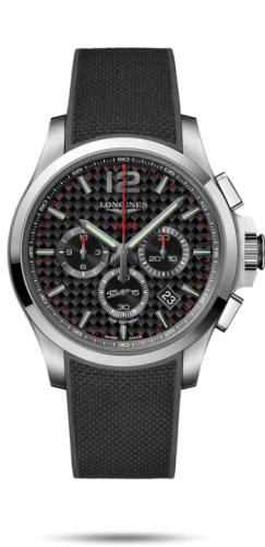 Longines - L3.727.4.66.9  Conquest V.H.P. Chronograph 44 Stainless Steel / Carbon / Rubber