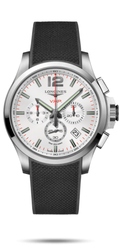 Longines - L3.727.4.76.9  Conquest V.H.P. Chronograph 44 Stainless Steel / Silver / Rubber