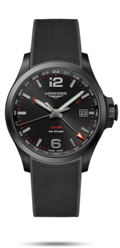 Longines - L3.728.2.56.9  Conquest V.H.P. GMT 43  PVD / Black / Rubber