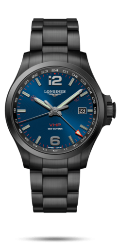 Longines - L3.728.2.96.6  Conquest V.H.P. GMT 43 PVD / Blue / Bracelet