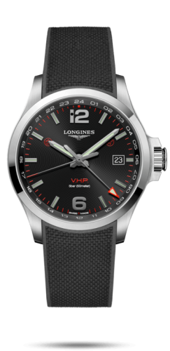 Longines - L3.728.4.56.9  Conquest V.H.P. GMT 43 Stainless Steel / Black / Rubber