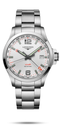 Longines - L3.728.4.76.6  Conquest V.H.P. GMT 43 Stainless Steel / Silver / Bracelet