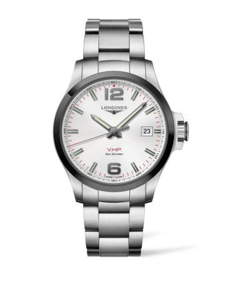 Longines - L3.729.4.76.6  Conquest V.H.P. 43 Stainless Steel / Ceramic / Silver / Bracelet