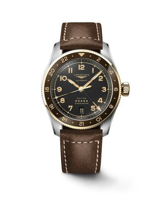 Longines - L3.802.5.53.2  Spirit Zulu Time 39 Stainless Steel - Yellow Gold / Anthracite / Strap