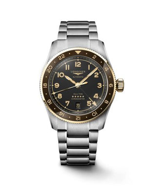 Longines - L3.802.5.53.6  Spirit Zulu Time 39 Stainless Steel - Yellow Gold / Anthracite / Bracelet