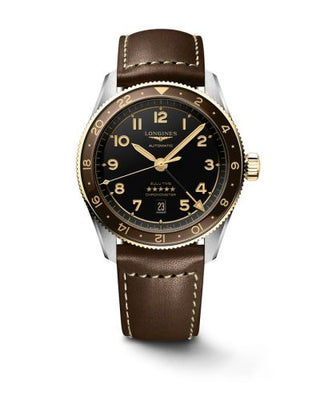 Longines - L3.812.5.53.2  Spirit Zulu Time 42 Stainless Steel - Yellow Gold / Anthracite / Strap