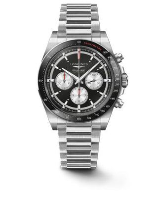 Longines - L3.835.4.52.6  Conquest Chronograph 42 Stainless Steel / Black / Bracelet