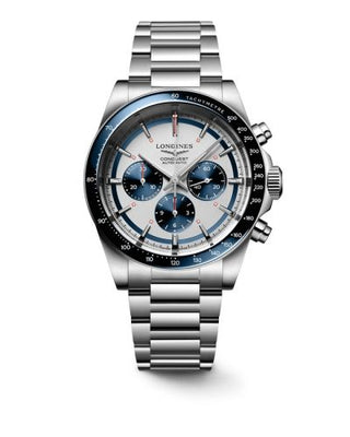 Longines - L3.835.4.98.6  Conquest Chronograph 42 Stainless Steel / Silver - Blue / Bracelet