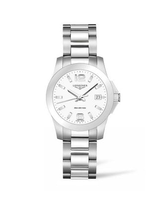 Longines - L3.377.4.16.6  Conquest Quartz 34 Stainless Steel / White