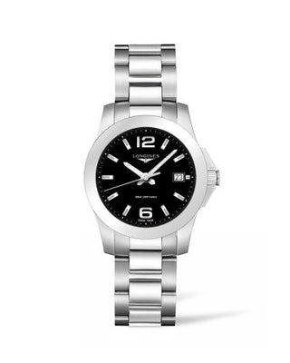 Longines - L3.377.4.58.6  Conquest Quartz 34 Stainless Steel / Black