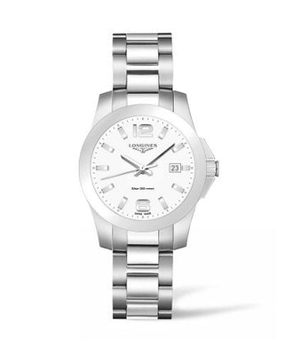 Longines - L3.378.4.16.6  Conquest Quartz 36 Stainless Steel / White