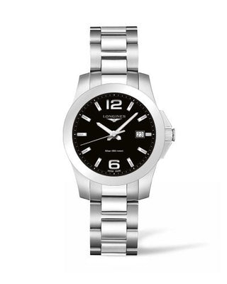 Longines - L3.378.4.58.6  Conquest Quartz 36 Stainless Steel / Black