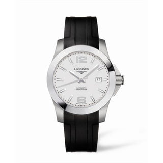 Longines - L3.658.4.76.2  Conquest Automatic 41mm Silver Rubber